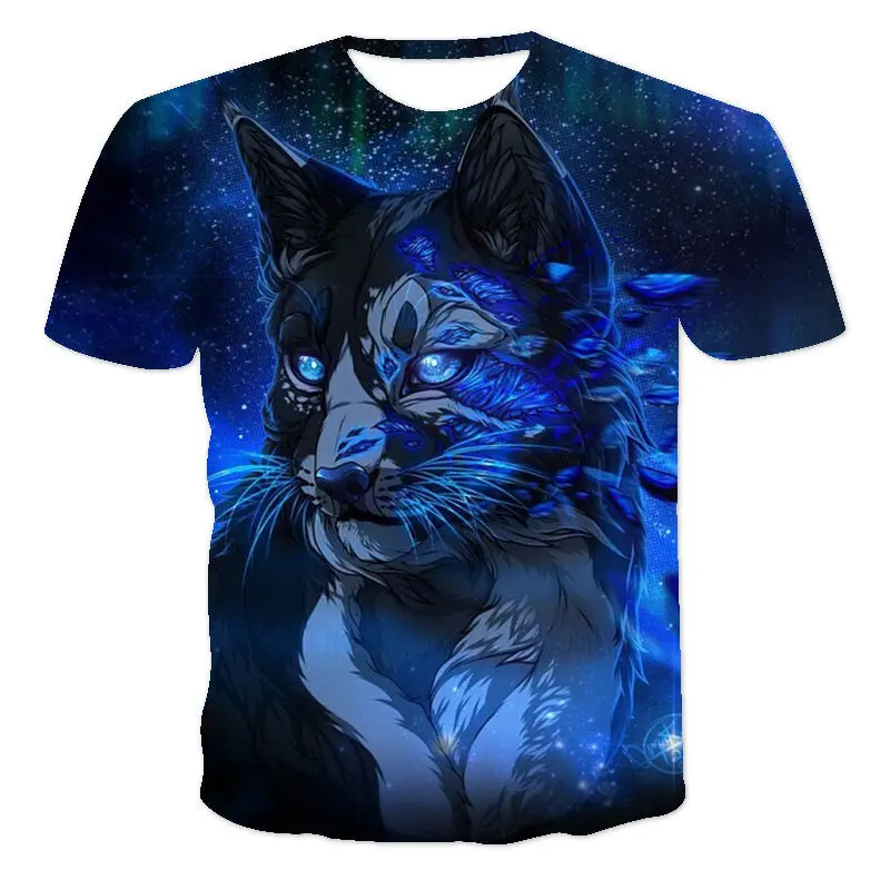 Summer New Wolf Shirt Wolves Shirts Wild Animal 3d Printed Graphic T-shirt Fashion Oversized Male Short Sleeve O-neck Leisuretop cotton shirts T-Shirts