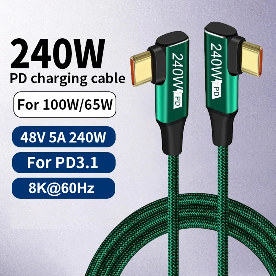 High-Speed 240W USB-C to USB-C Durable Nylon Charging Cable
