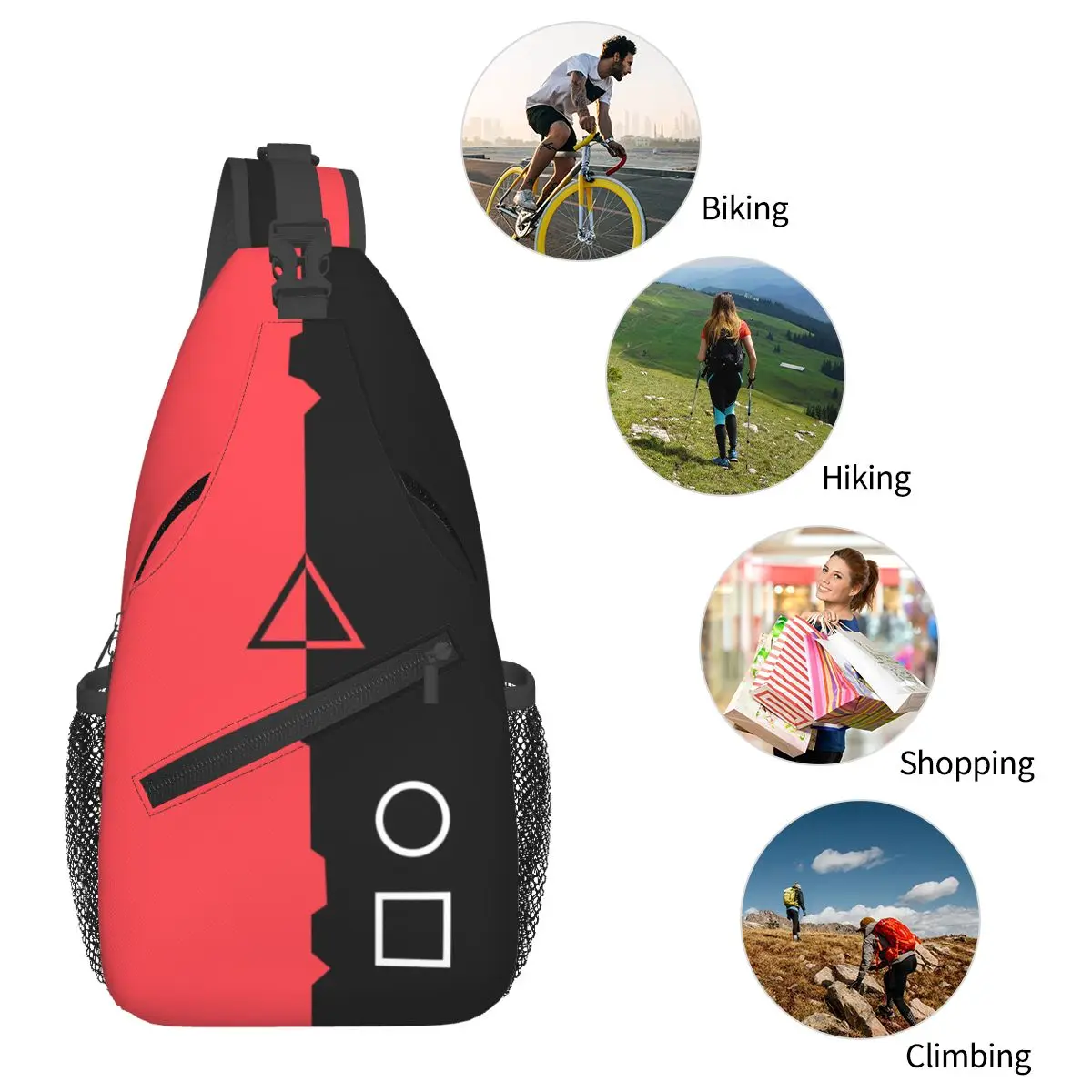 Sling Geometry Triangle Circle Chest Bags Crossbody Shoulder Backpack Outdoor Sports Daypacks Fashion Bag 6