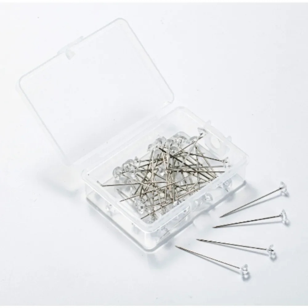 1 상자 50Pcs 합금 핀 투명 다이아몬드 핀 DIY 웨딩 부케 핀 스티치 바늘..