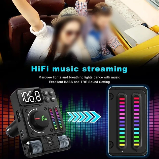 LENCENT FM Transmitter in-Car Adapter, Wireless Bluetooth 5.0 Radio Car  Kit,Type-C PD + QC3.0 Fast USB Charger, Hands Free Calling, Mp3 Player  Receiver Hi Fi Bass Support U Disk 