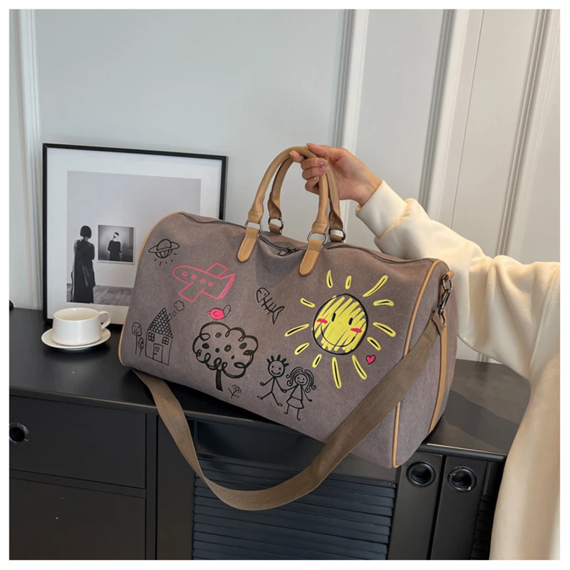 Gym Bag for Woman Graffiti Fitness Handbag Travel Duffle Valise Luggage Shoulder Sports Outdoor Pocket Weekend Crossbody Bag 5