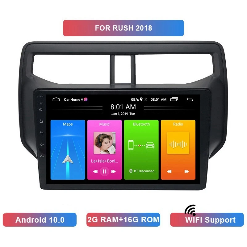 

10 Inch 2 Din Android 10.0 Car MP5 Player Stereo Radio 2+16GB Wifi Bluetooth GPS Navigation For Toyota Rush 2018