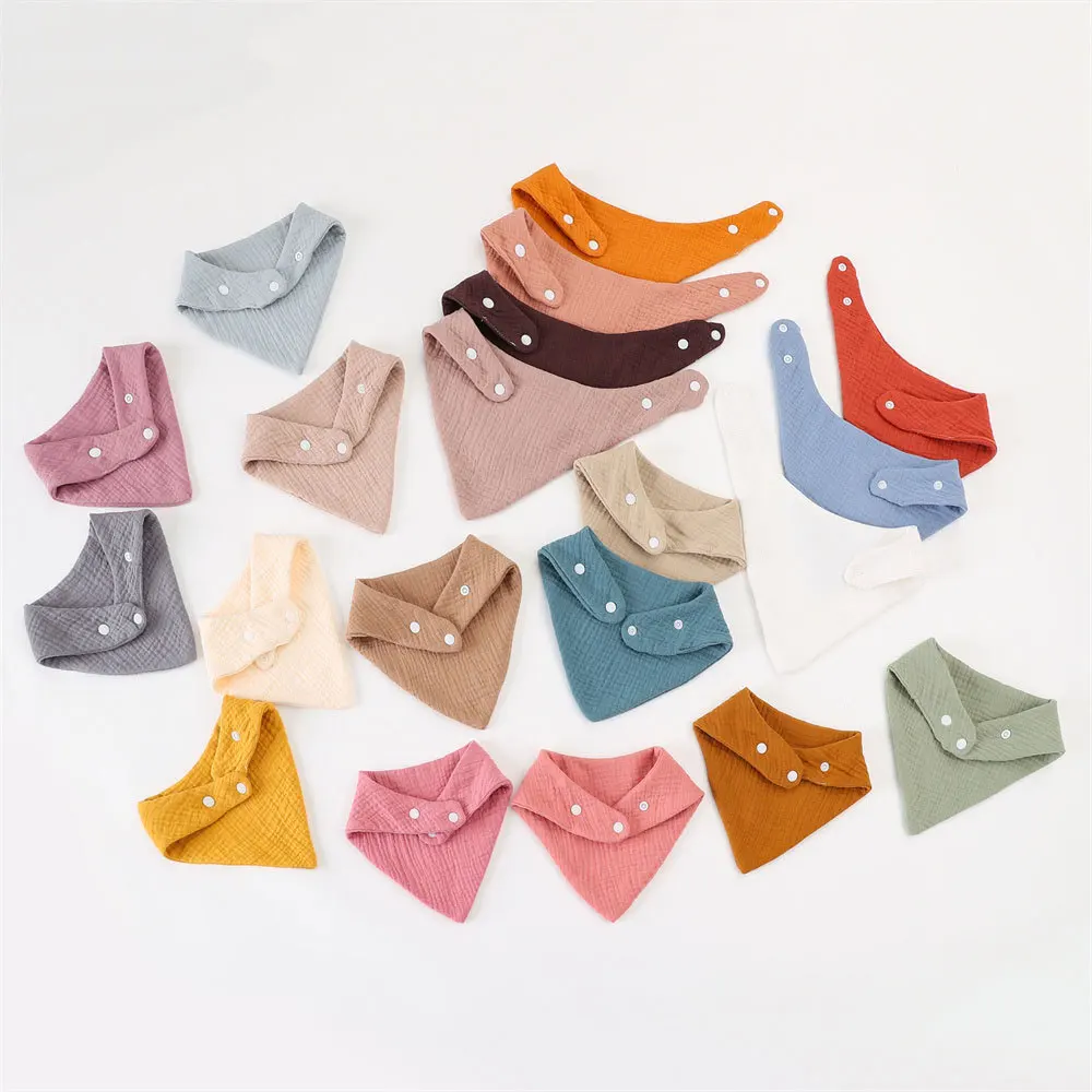 19 Color Crepe Triangle Saliva Towel Baby Bibs Infant Cotton Bib Newborn Solid Bandana Burp Cloth For Kid Feeding Drool Bibs 3