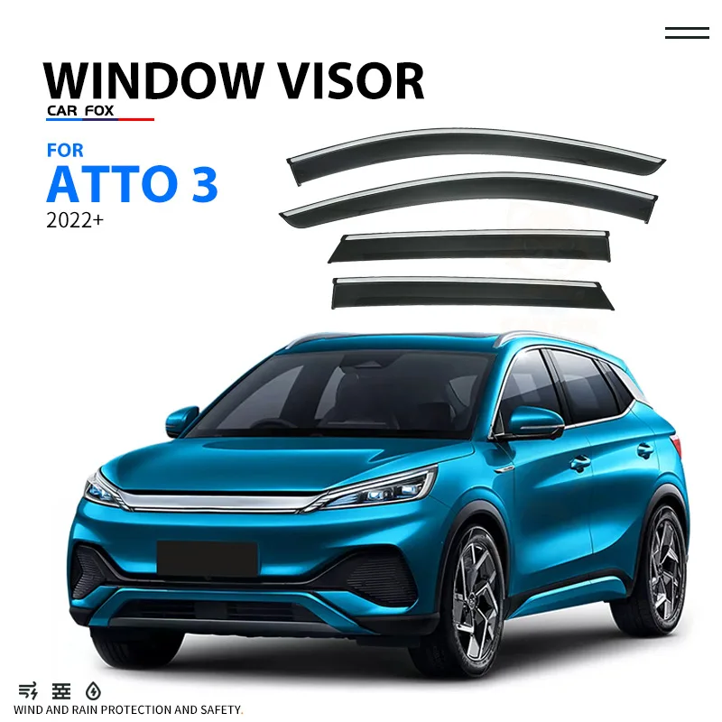 For BYD Yuan PRO EV + ATTO 3-Window Visor Rain Guard Weather Shield Wind Guard Deflector Car Accessories Shelters