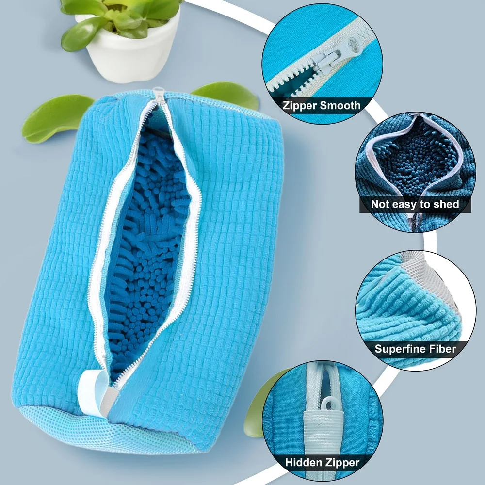 Plush Shoe Washing Machine Bag Reusable Durable Fluffy Fibers Deep Cleaning Shoes Bag for Washing Machine 4