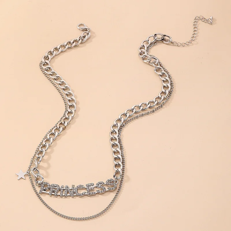 

Letters Princess XINGX Double-Layer Clavicle Chain European Hip Hop Necklace