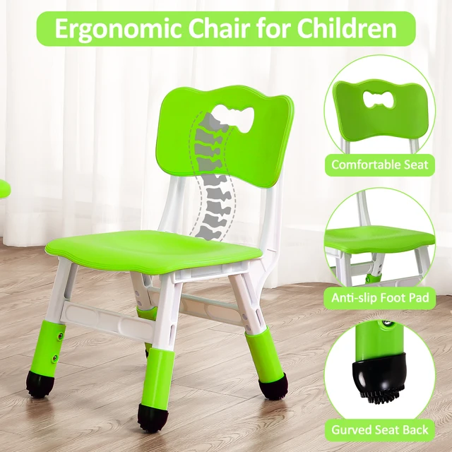 Kids Table and 4 Chairs Set, Height Adjustable Children Table and Chair Set ,Graffiti Top & Non-Slip Legs for Classroom & Home