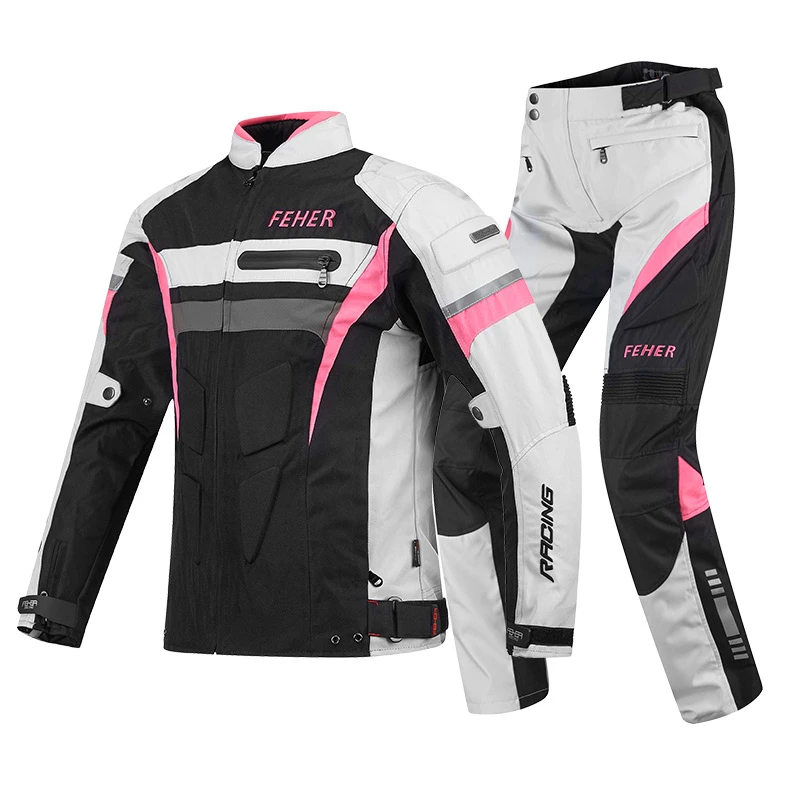 Trajes de motocicleta mujer, chaquetas impermeables de color rosa, trajes de protección prueba de talla de viento para montar en Moto, ropa de carreras transpirable, Pantalones|Chaquetas| - AliExpress