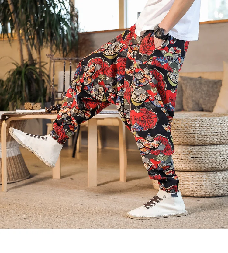 2022 Summer Mens Baggy Cross Pants Men Women Hip-hop Print Wide Leg Pants Male Casual Vintage Long Trousers mens harem joggers