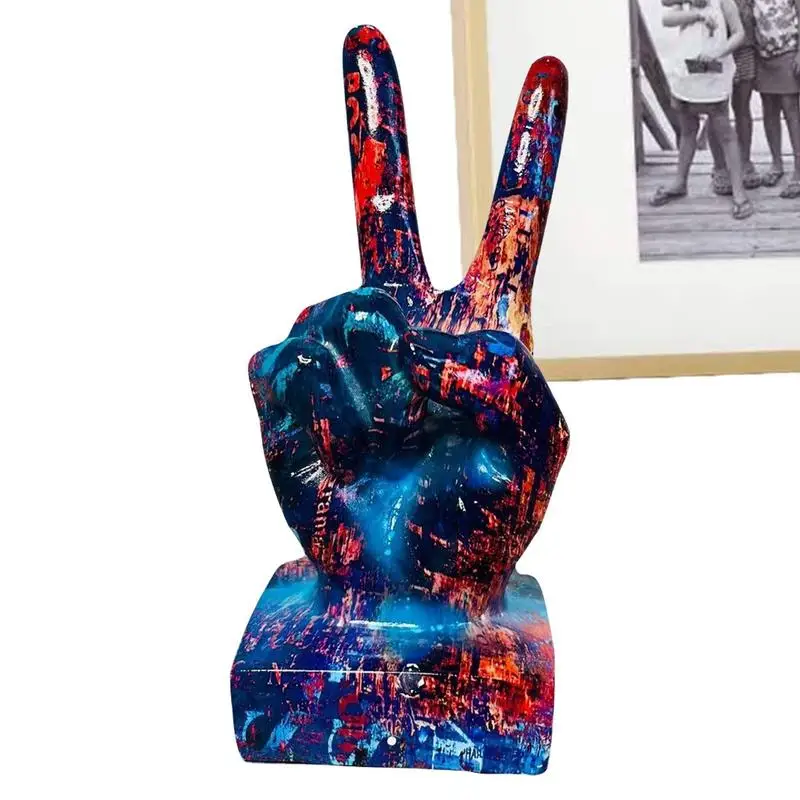 

Yes Hand Statue Resin Finger Sculpture Figurine Table Decoration Hand Gesture Dedicated Oil Painting/Platinum Color Statue For