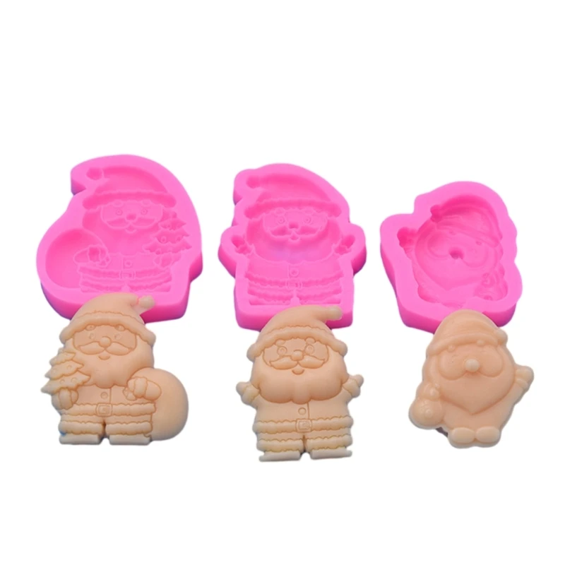 

3Pcs Reusable 3D Silicone Mold DIY Santa Clauses Shaped Cake Molds Handmade Mould for Desserts Christmas Food Moulds