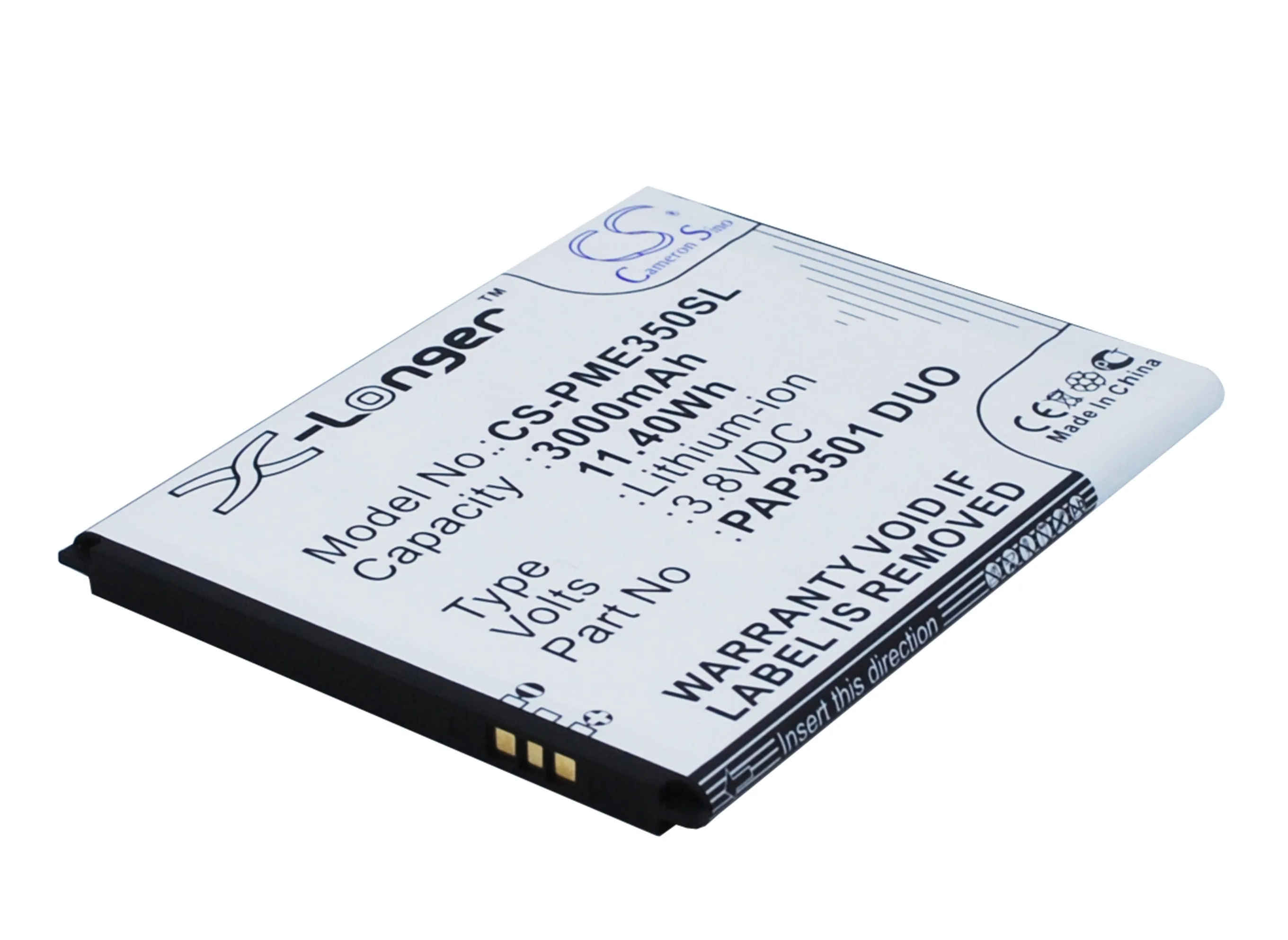 Cs 3000mah / 11.40wh Battery For Prestigio Multiphone 3501 Duo Pap3501