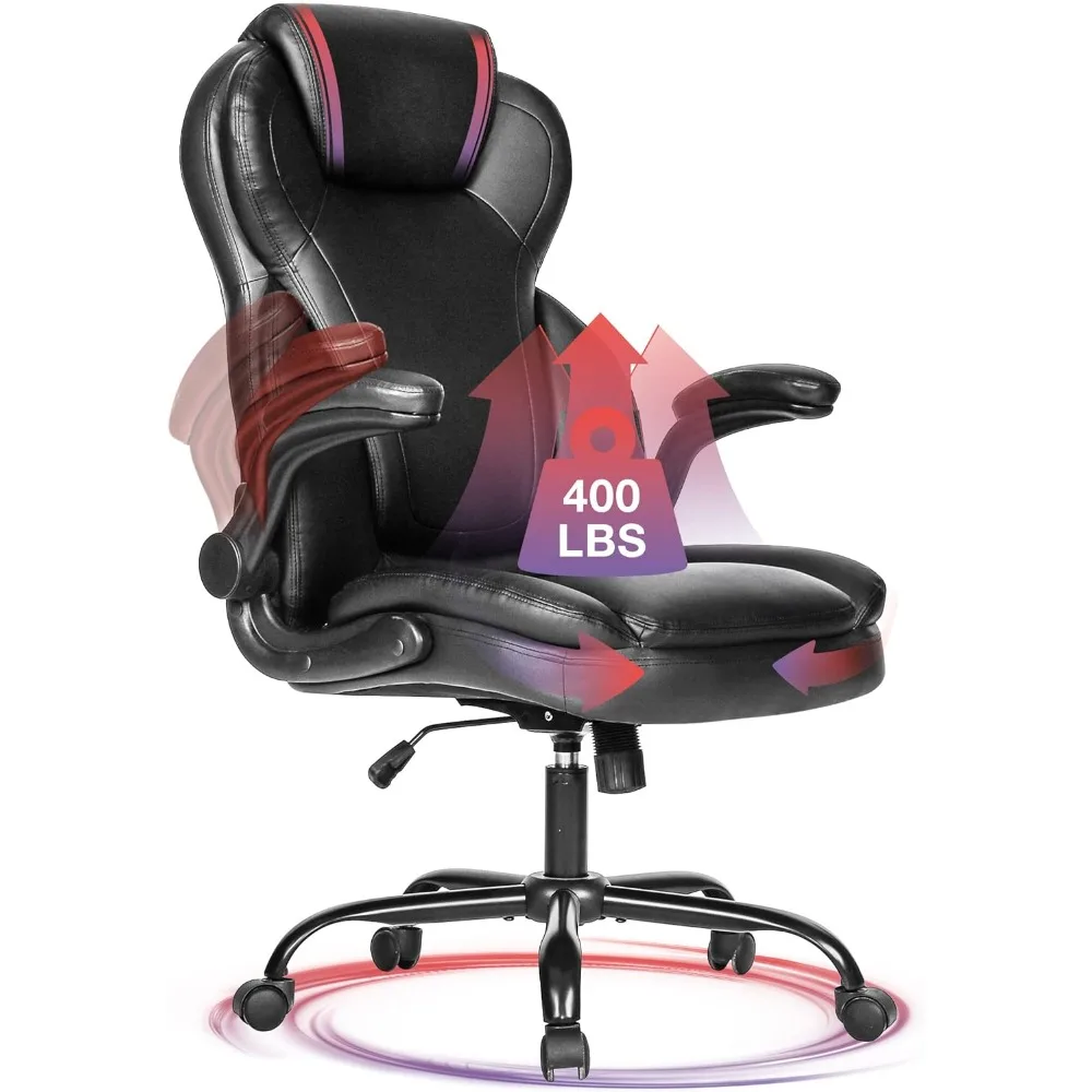 Big and Tall Office Chair 400lbs-Heavy Duty Executive Desk Chair with Extra Wide Seat, High Back Ergonomic Leather 2
