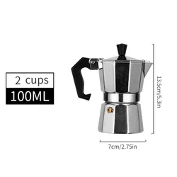 Premium Aluminum Stovetop Espresso & Coffee Maker for Home, Office, and Outdoor Use (2 Cup)