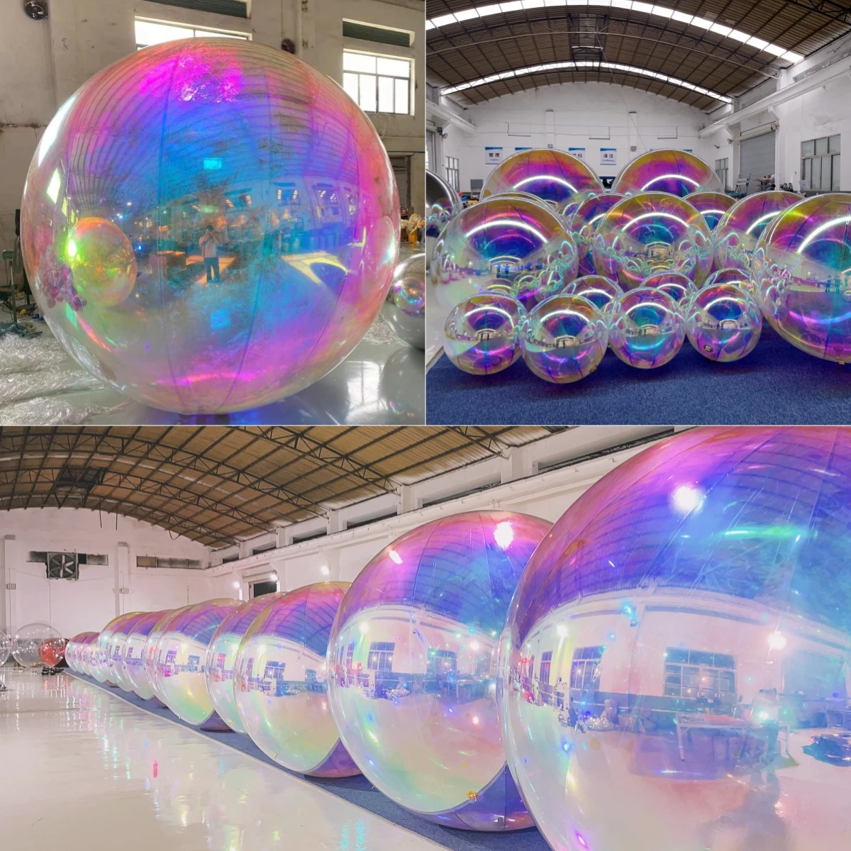 1 Pack Giant Inflatable Mirror Ball Colorful PVC Spheres Set Reusable Metallic Balls For Christmas Party Wedding Backdrop Decor