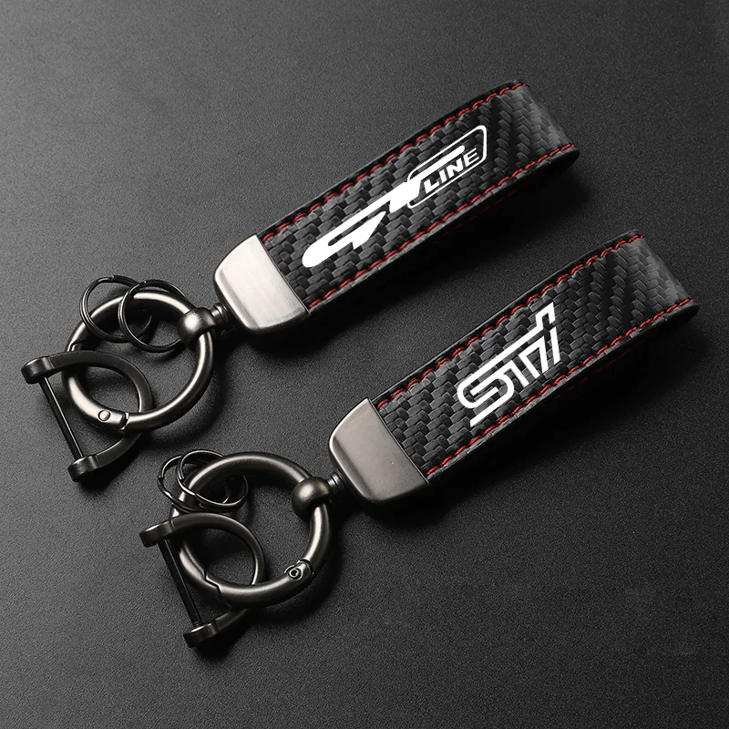 High-Grade Leather Car Keychain 360 Degree Rotating Horseshoe Key Rings For Peugeot Gt 206 307 308 408 508 3008 Car Accessories