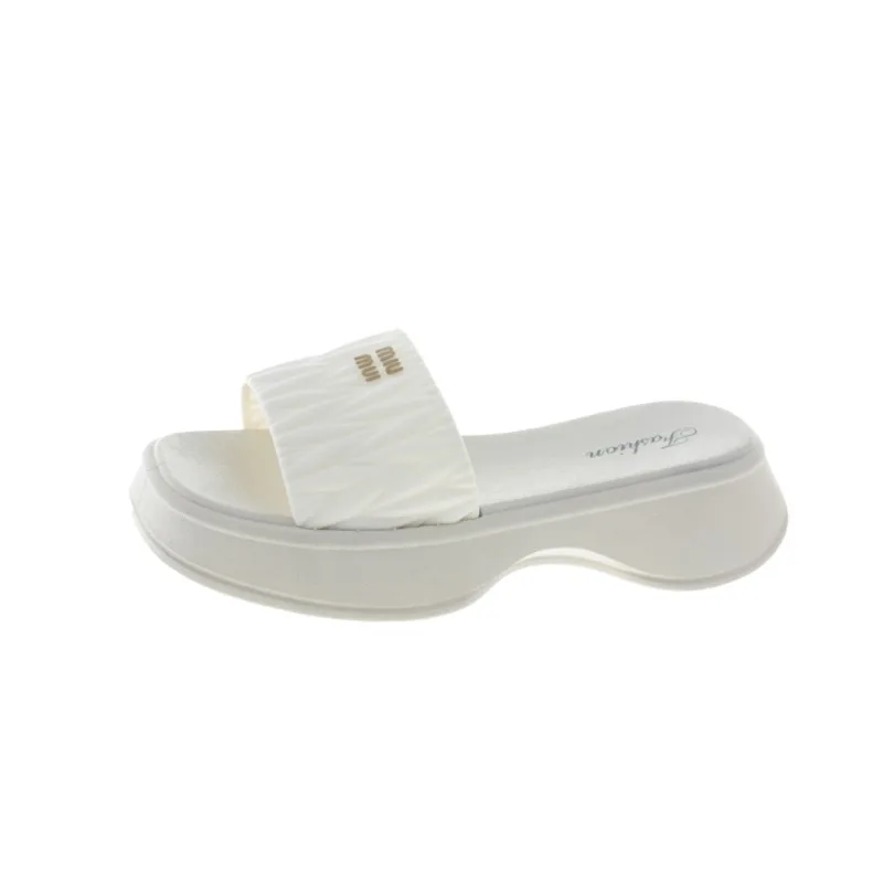 Women Beach Slippers Summer Household 2024 External Thick Sole Anti Slip Versatile Slippers Women High Heels Comfortable Shoes