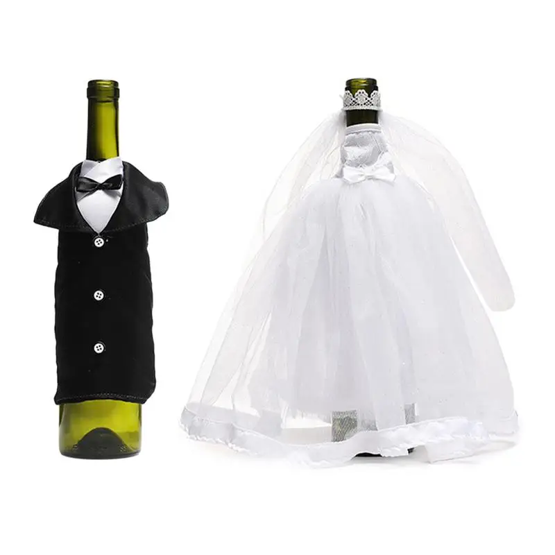 

Wine Bottle Bag Wedding Theme Wine Bottle Wrap Covers Dress-up Bags Wine Decorations Wedding Dress And Suit Party beer Bottle
