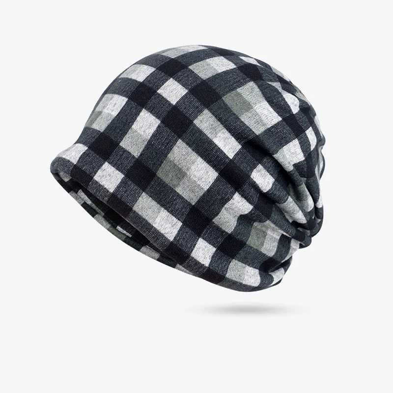 

Hao Han Autumn And Winter Hooded Soft Spiral Hat Multifunctional Scarf Hat Simple Plaid Joker Stacking Hat For Men And Women.