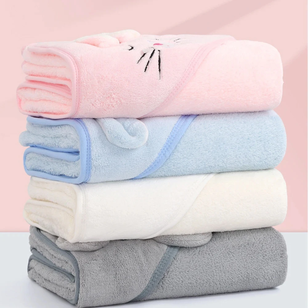 Baby Bathrobe Cartoon Cape Super Soft Hooded Spa Bathrobe Newborn Bath Towel For 0-3 Years Old