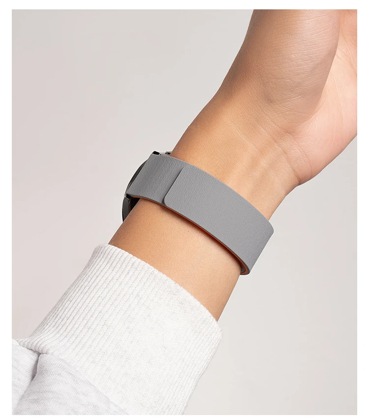 Lychee Pattern Magnetic Loop Silicone Strap - Elegant 18mm/20mm/22mm Band