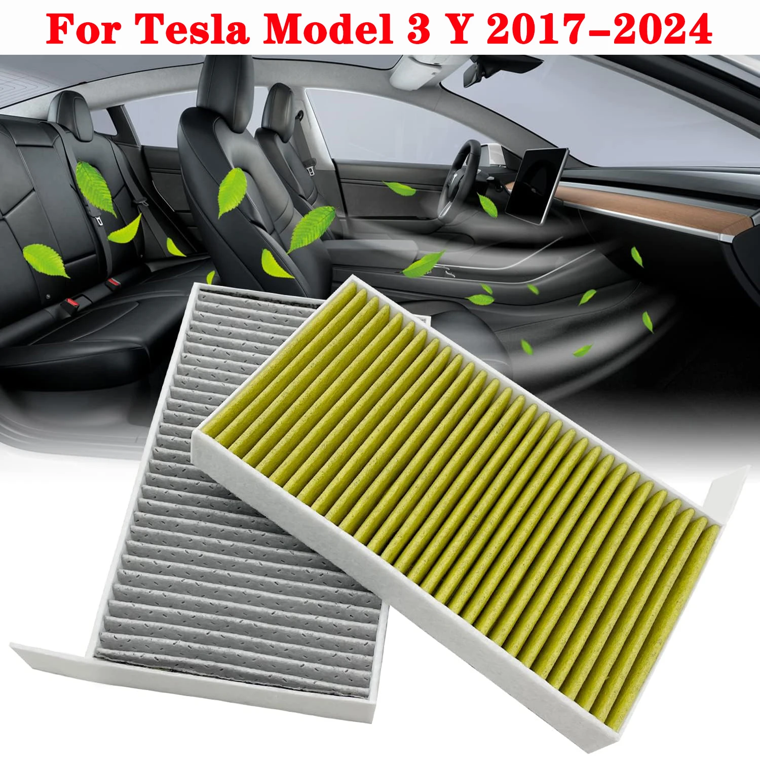 Filtro Abitacolo Carboni Attivi Per Tesla Model Y & Model 3 - Set Da 2 Pezzi - Foto 10