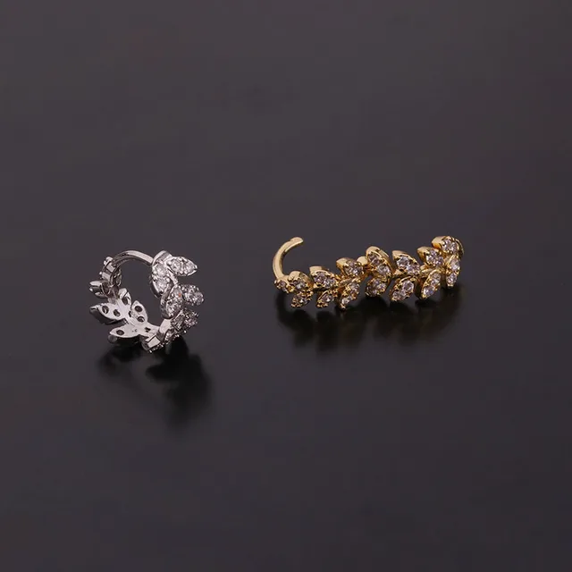 1Piece Plate Stainless Steel Earrings for Women Jewelry 2022 Zircon Star Round Leaf Piercing Stud Earrings