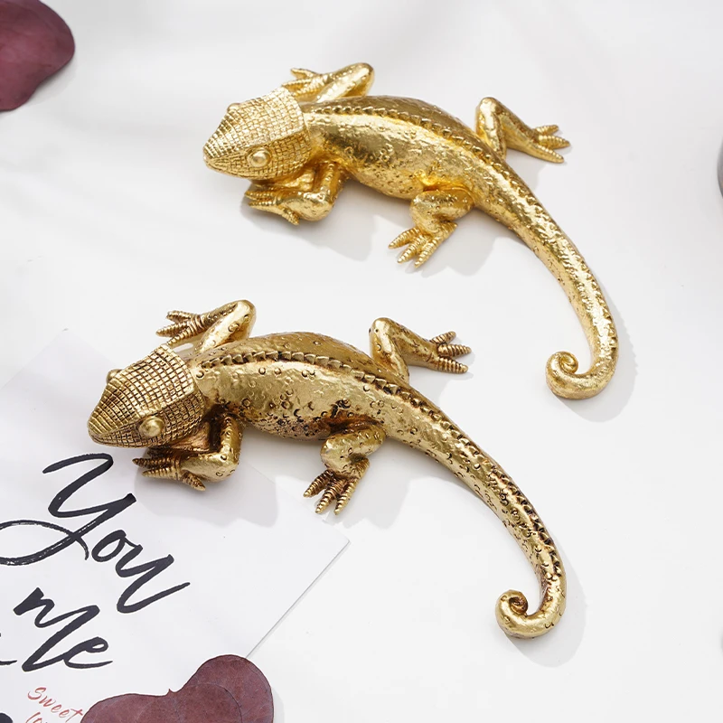 1PC, European retro resin material lizard wall hanging decoration, retro gold and gold wall hanging decoration