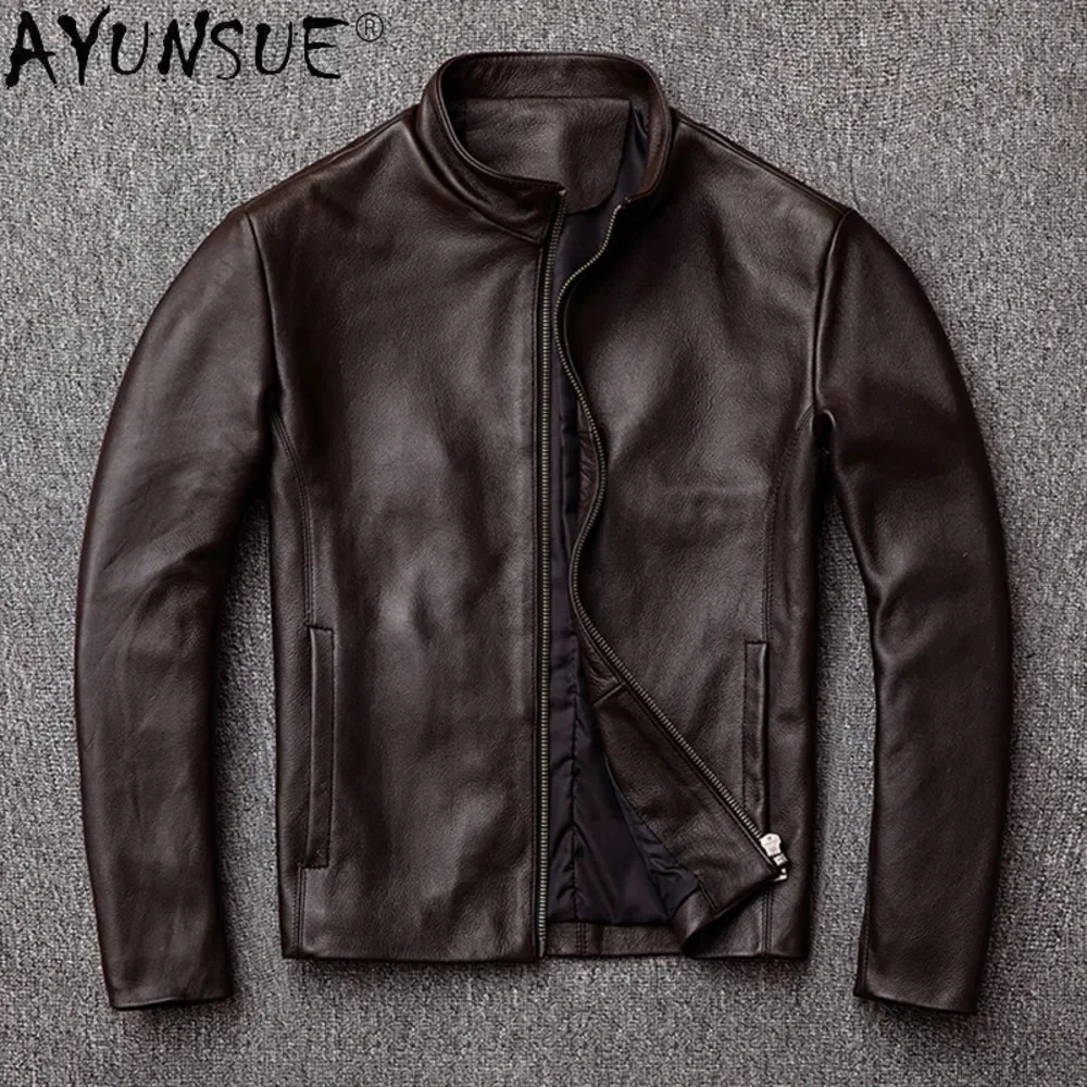 

100% AYUNSUE Genuine Leather Jacket Men Cow Men's Clothing 2024 Autumn Coat Male Bomber Mens Jackets jaqueta de couro
