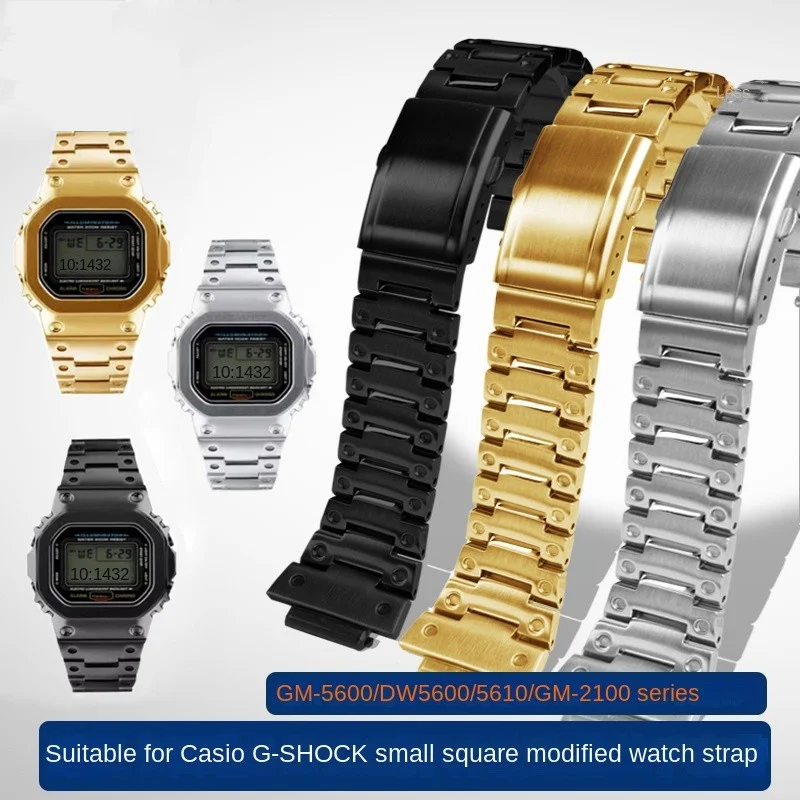 Ремешок для часов из нержавеющей стали для Casio GW-B5600 DW5600/M5610/GMW-B5000/GA2100/GM-2100 GM5600, металлический мужской браслет