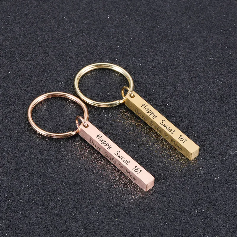 Personalisierte 4 Seiten Gravur Square Bar Halskette 3D Vertikale Anhänger Männer Rechteck Custom Halskette Kette Choker Geburtstag Geschenk