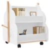 2 Tiers Cloud-shaped Children's White Bookcase with 4 Universal Wheels Easy to Move & Fix 3
