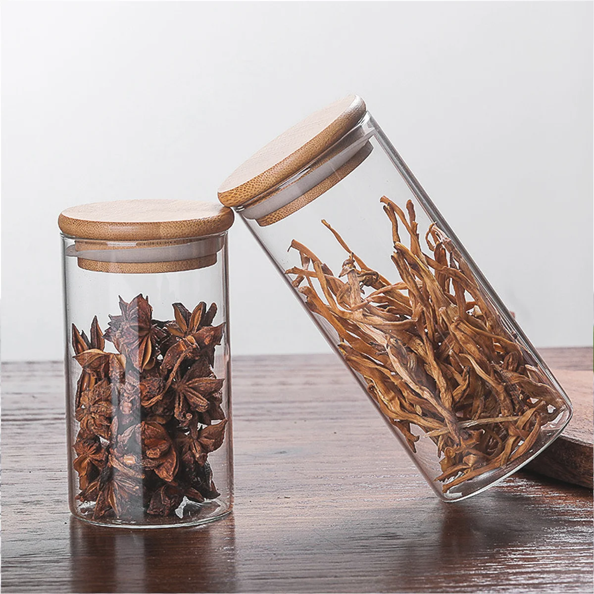 Clear Glass Transparent Glass Food Storage Jar With Lid Tea Coffee Beans Container Snack Nuts Sealed Box Kitchen Organizer storage box storage jar