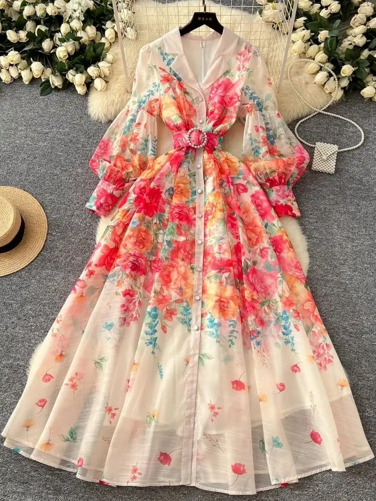 2025 Spring Summer Holiday Gorgeous Flower Organza Dress Women's