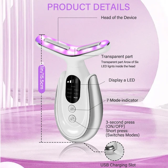 EMS Beauty Neck Instrument Microcurrent Face Neck Beauty Device LED Photon Reduce Double Chin Anti Wrinkle Tightening Neck Skin 4