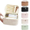 Makeup Bags for Women Travel Toiletry Cute Cases Bag Portable Solid Color Makeup Organizer Box Cosmetic Bag Neceser PU Leather 1