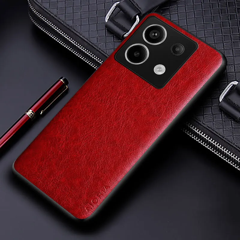 Elegant Leather Business Phone Case - Solid Color Soft TPU & Hard PC Cover