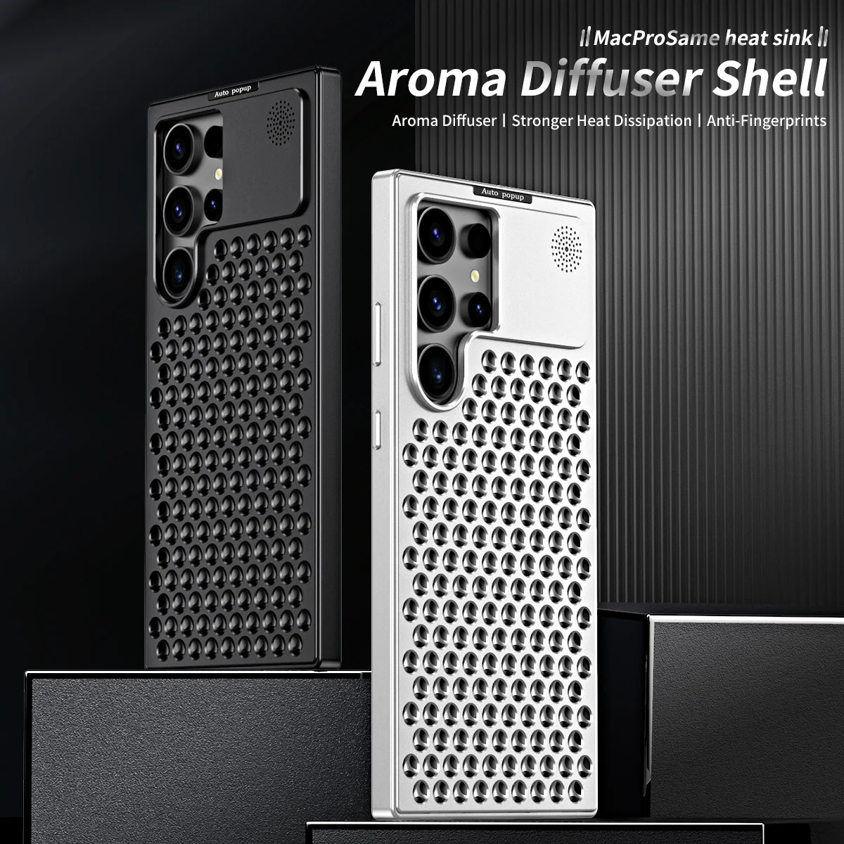 

Чехол для телефона из алюминиевого сплава с ароматерапией для Samsung Galaxy S23Ultra S22Ultra, полый противоударный чехол с рассеиванием тепла, автоматически всплывающий чехол