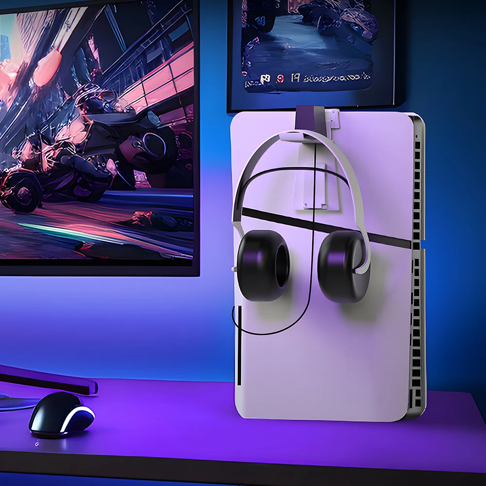 Wall Mount Controller Holder Headphone Hook Stable Gamepad Controller Hook Controller Storage Organizer for PS5 Slim/PS5 Console