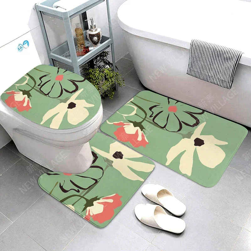 Anti-slip Bath Mat Bathroom Rug Shower Mat Decorative Absorbent Foot Entrance Bathtub toilet rug boho Nordic leaf plant
