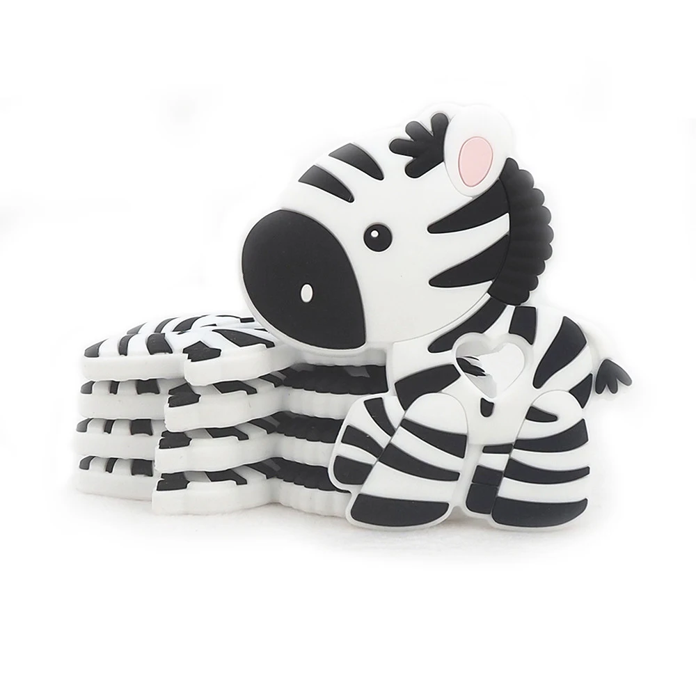 

Chenkai 5pcs Silicone Zebra Teethers BPA Free DIY Baby Chewing Pendant Nursing Sensory Teething Pacifier Dummy Jewelry Toys