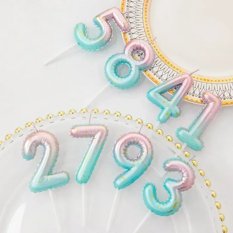 Gradient Number Candles Glitter Birthday Candles Cake Topper Decoration 0-9 Numbers Digital Candle Birthday Party Supplies Velas cake candles