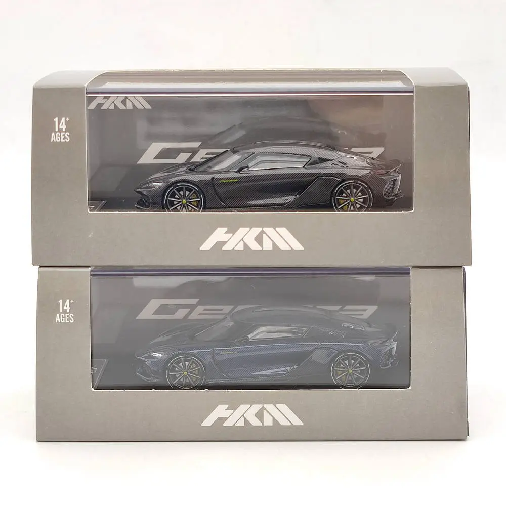 HKM 1/64 for Koenigsegg Gemera Double Door Hybrid Supercar Carbon Diecast Toys Car Models Gifts