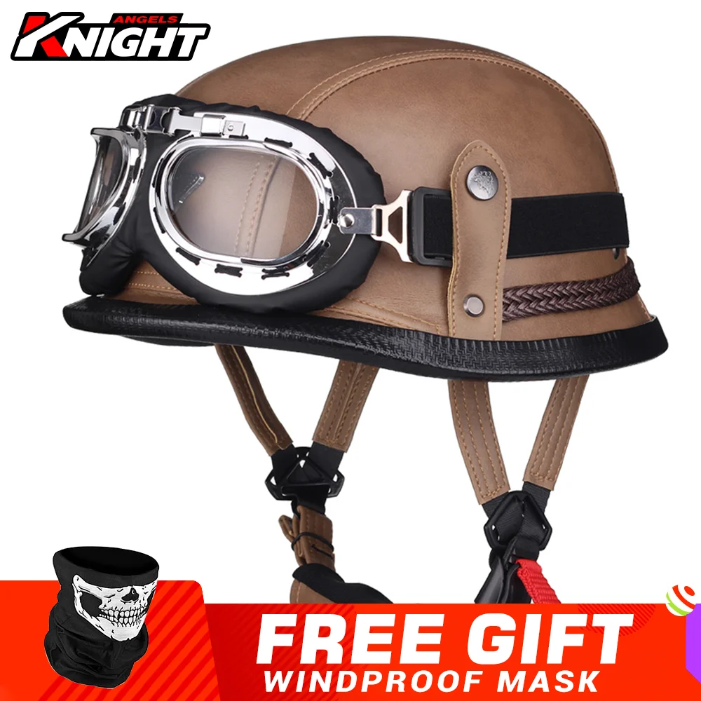 Motorcycle Helmet ECE Certified, WW2 German Retro Style Half Helmet For Adults Men Women, Half Shell Helmets For Mopeds Scooter Cruiser Chopper