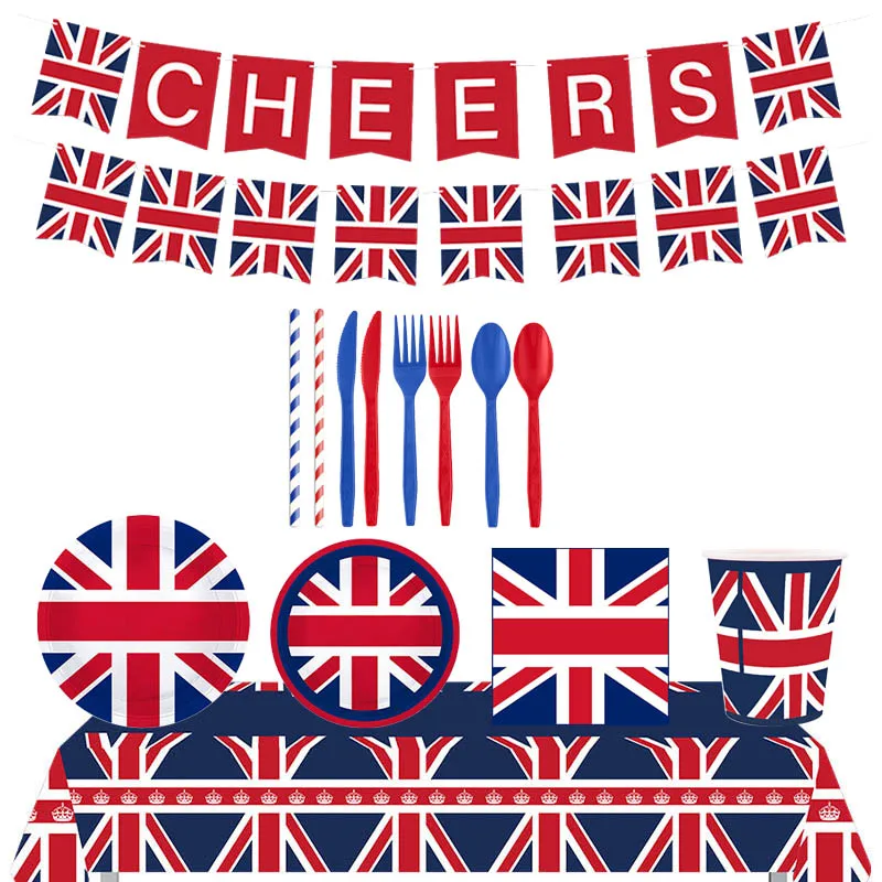 

Disney British Independence Day Theme Happy Birthday Party Decoration Disposable Tableware Cupboard Banner Baby Shower Girl Gift