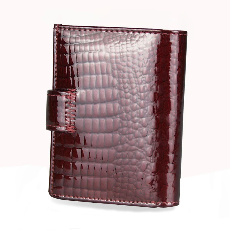 Rfid Credit Card Holder Bright Patent Leather Women Wallets Bank Cardholder Case Genuine Leather Thin Mini Wallet Minimalist