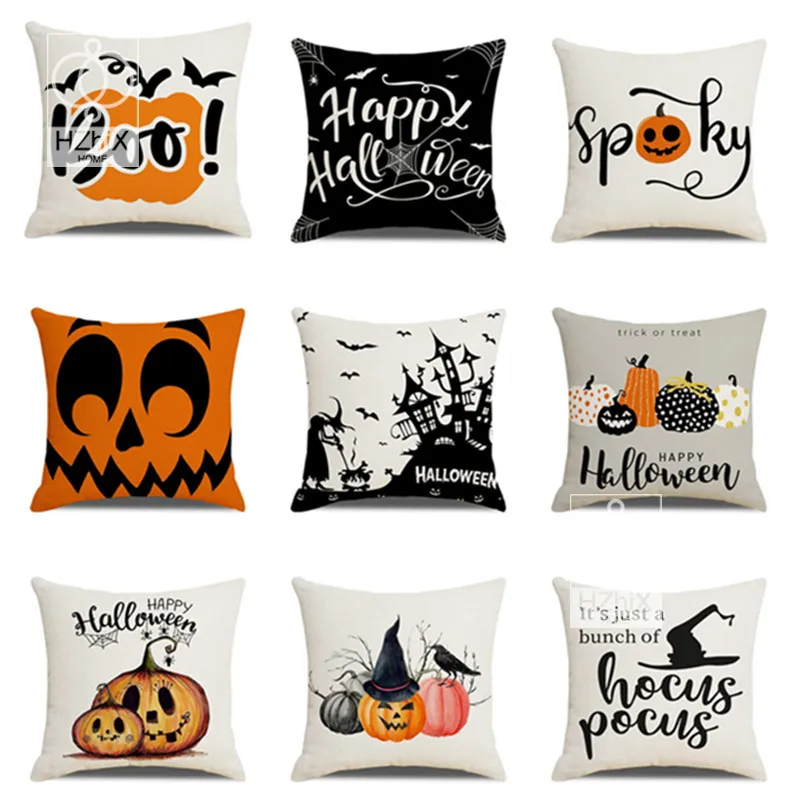 

2022 Fall Halloween Pillowcase Pumpkin Bat Series Pattern Fashion Party Home Sofa Chair Decor Cover Car Linen Throw Pillow Case