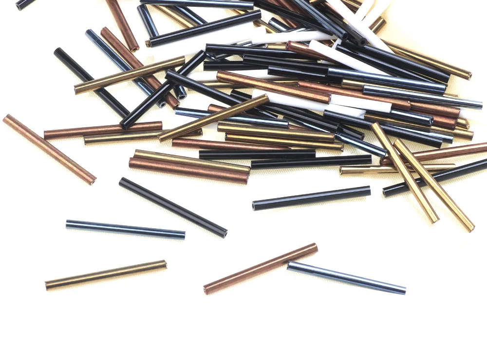OlingArt Gold- und Silberfarbene Röhrenperlen 2,5x30mm 45g/Packung Glas-Saatperlen DIY-Zubehör für Ohrringe, Armbänder, Halsketten und Schmuckherstellung – Detail 1