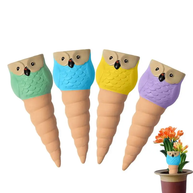 

Terracotta Watering Spikes 4PCS Plant Watering Stakes Natural Clay Self-Watering System for Gardens Auto-Water Irrigation